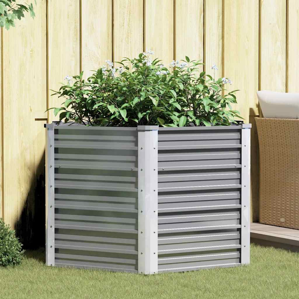 VidaXL Plantenbak verhoogd 129x129x77 cm gegalvaniseerd staal grijs