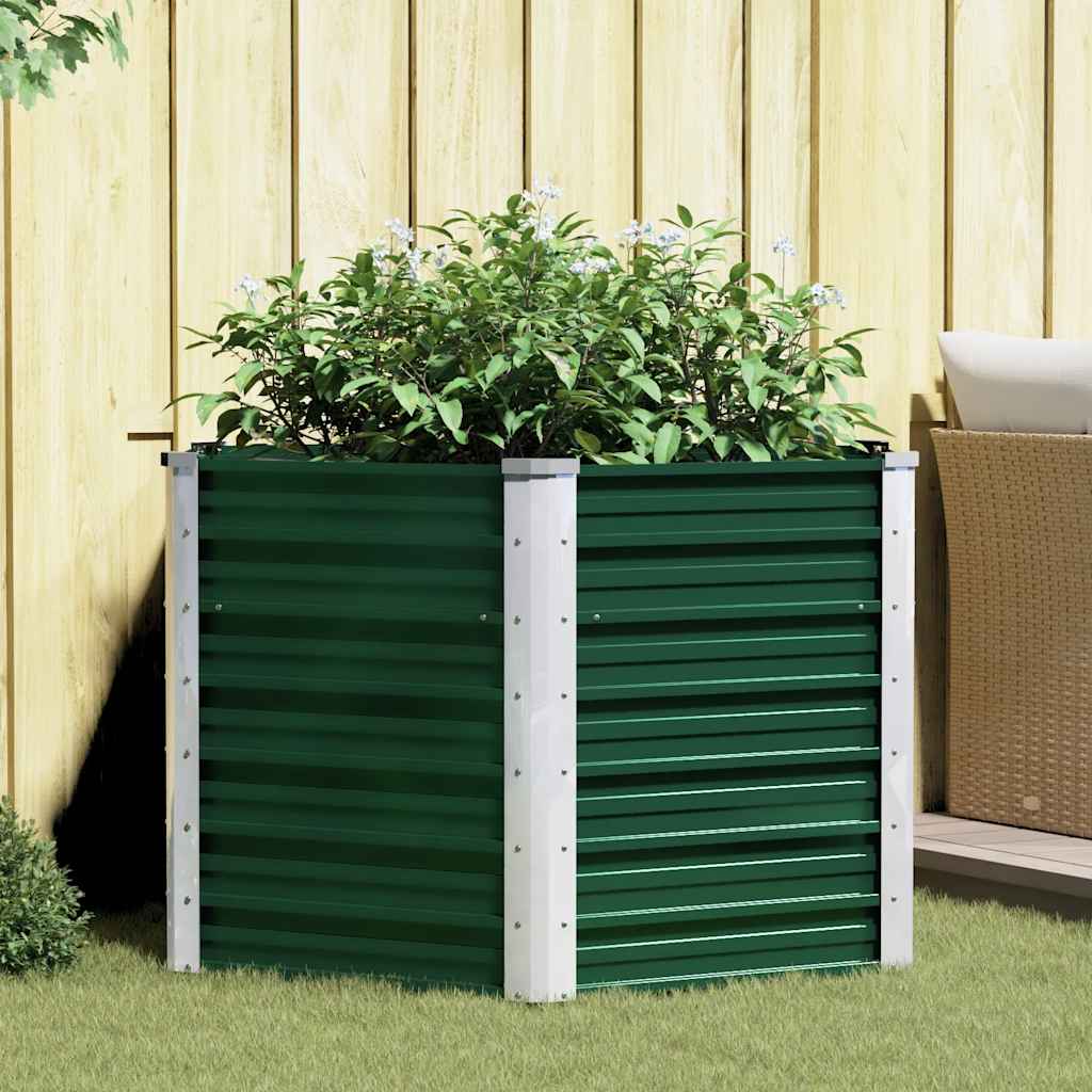 VidaXL Plantenbak verhoogd 129x129x77 cm gegalvaniseerd staal groen
