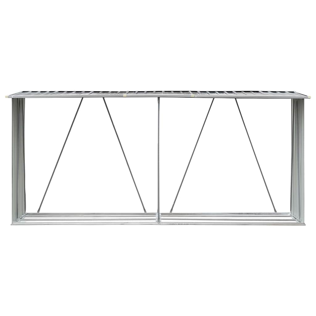 VidaXL Haardhoutschuur 330x84x152 cm gegalvaniseerd staal grijs