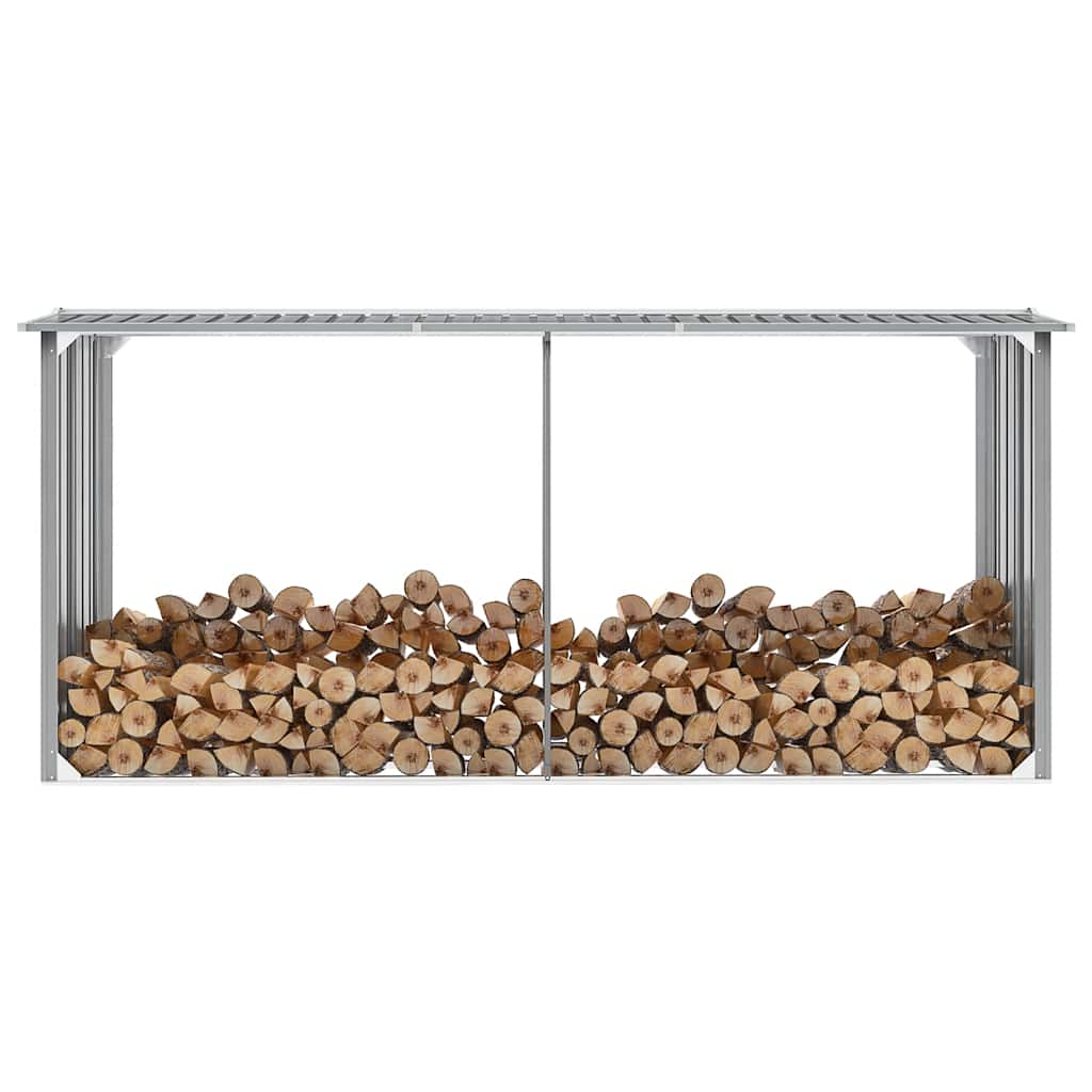 VidaXL Haardhoutschuur 330x92x153 cm gegalvaniseerd staal grijs