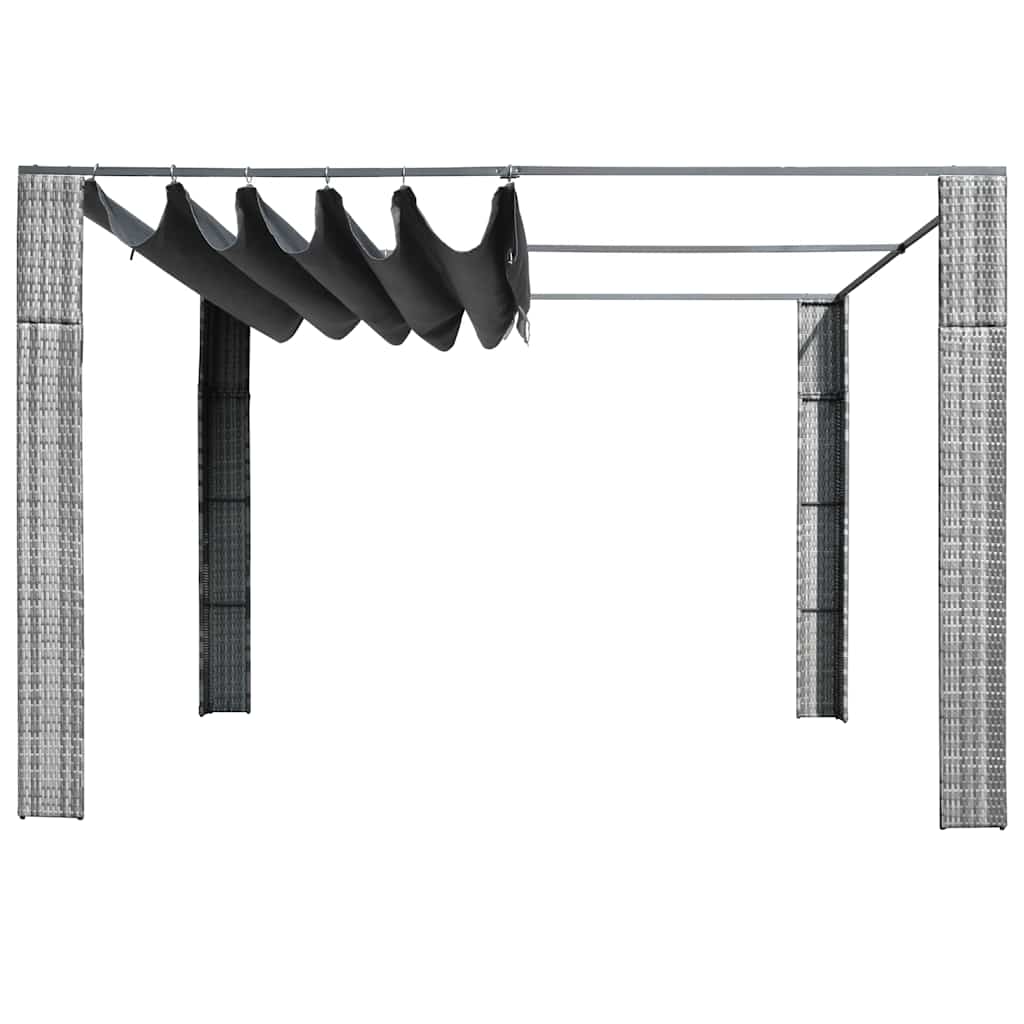 VidaXL Prieel met dak 300x300x220 cm poly rattan grijs en antraciet
