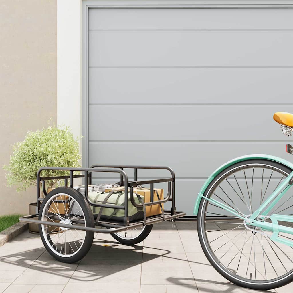 VidaXL Fietstrailer 130x73x48,5 cm staal zwart