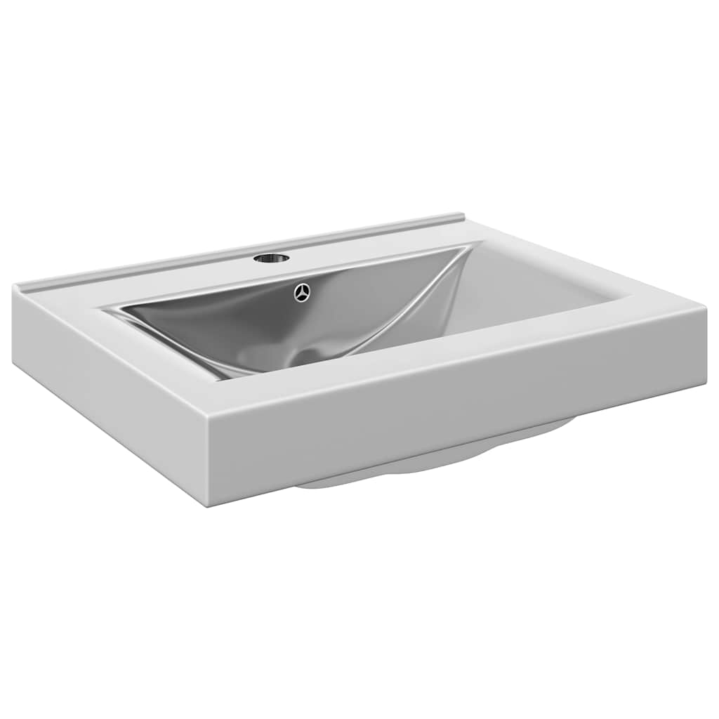 VidaXL Wastafel met overloop 60x46x16 cm keramiek zilverkleurig