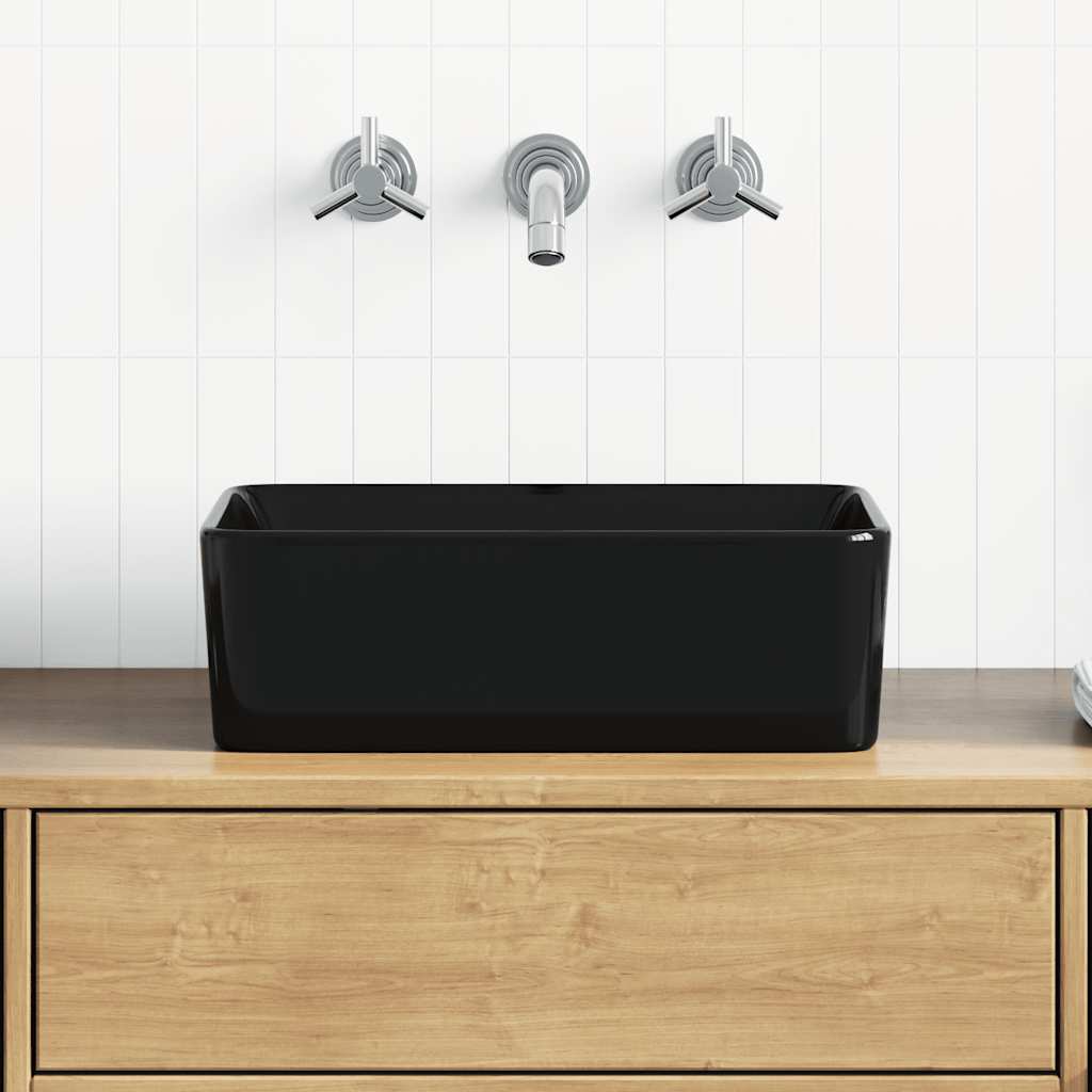 VidaXL Wastafel 40x30x13 cm keramiek zwart