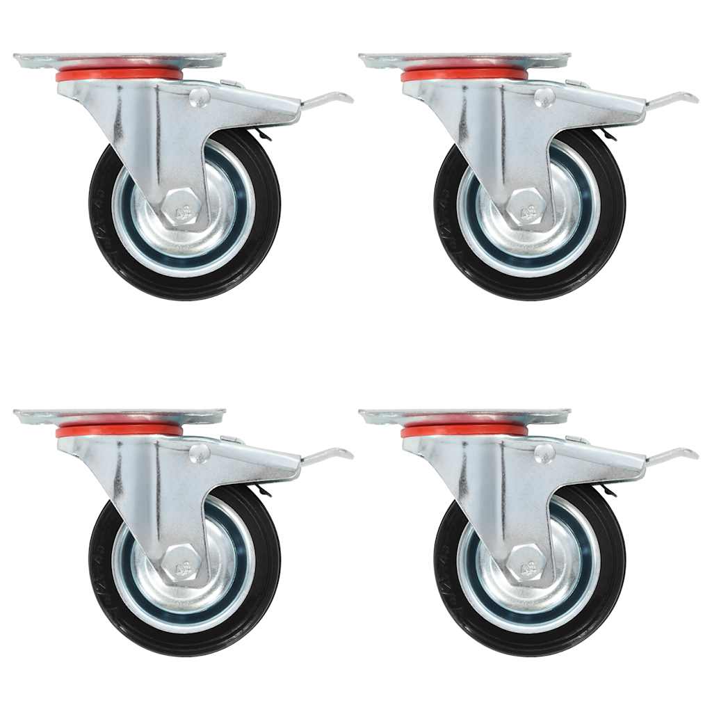 VidaXL Zwenkwielen met dubbele remmen 4 st 75 mm