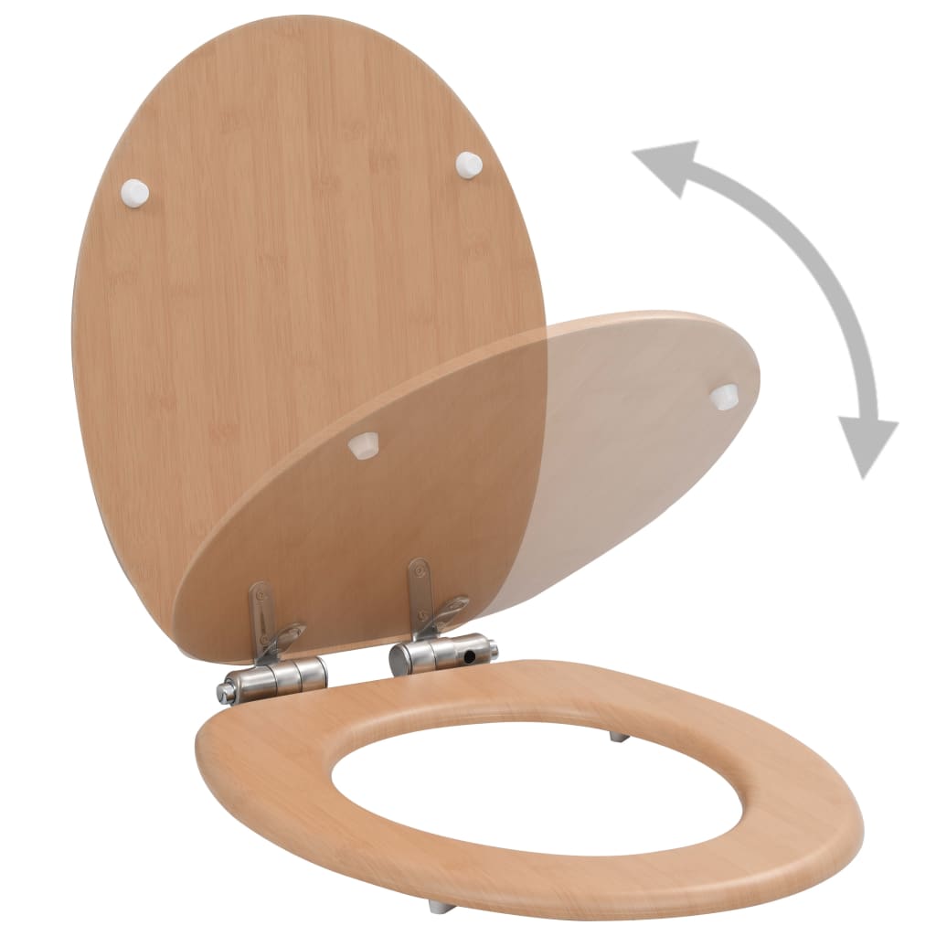 VidaXL Toiletbril met soft-close deksel bamboe mdf
