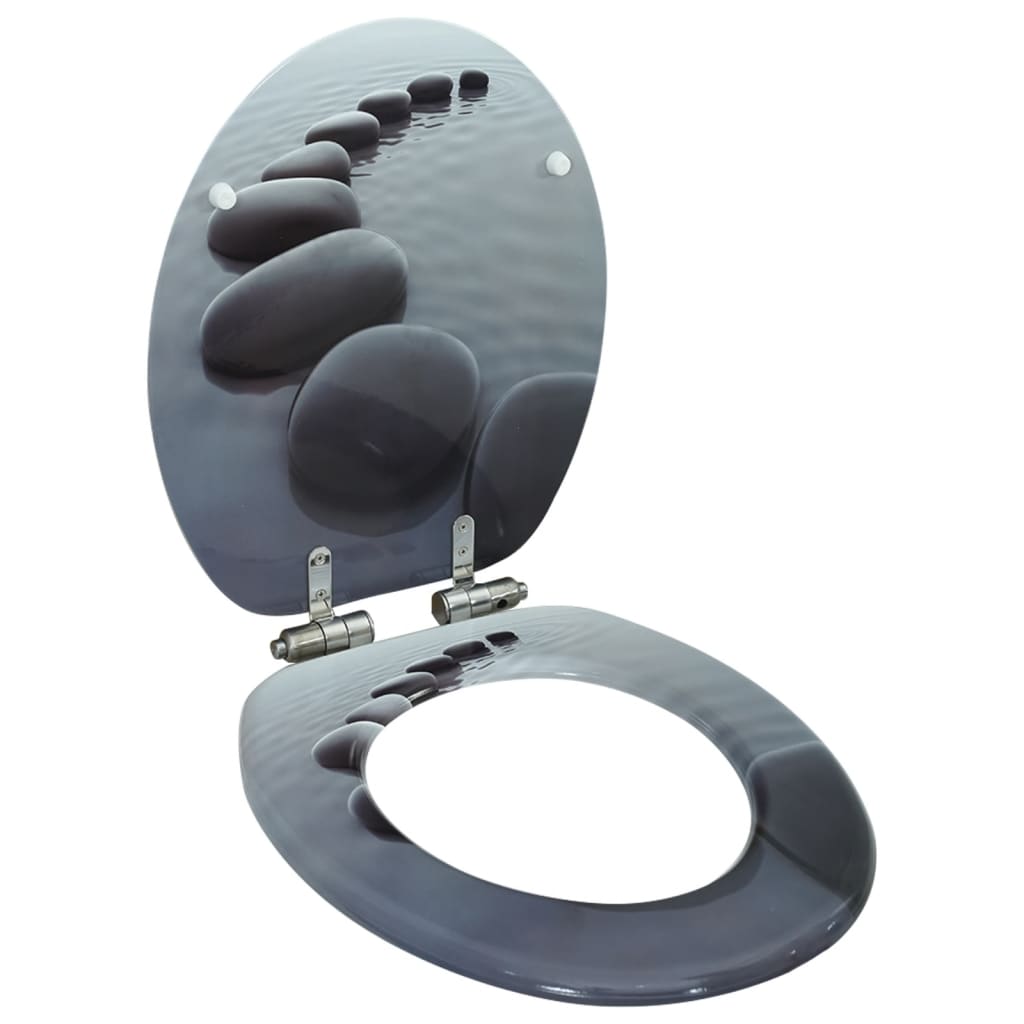 VidaXL Toiletbril met soft-close deksel stenen mdf