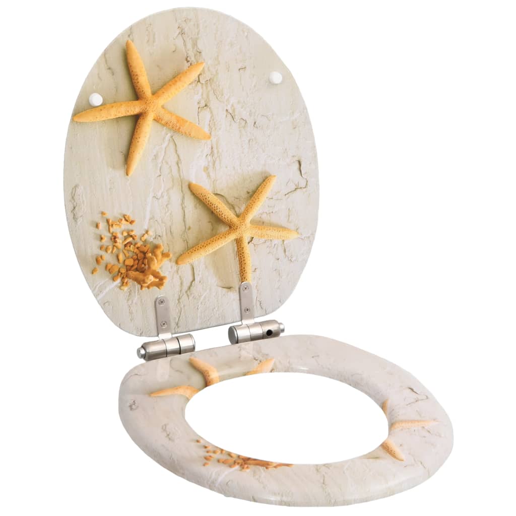 VidaXL Toiletbril met soft-close deksel zeester mdf