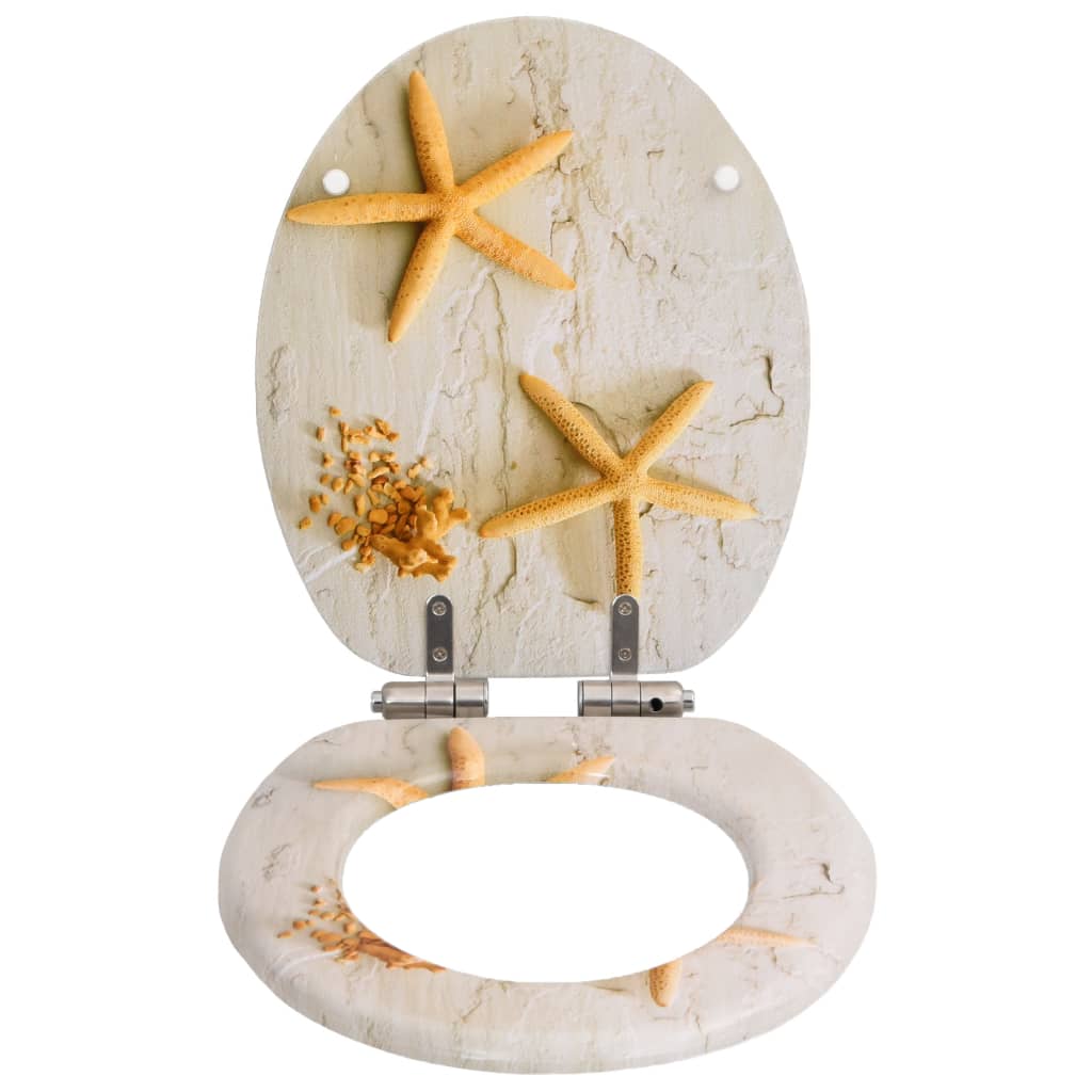 VidaXL Toiletbril met soft-close deksel zeester mdf