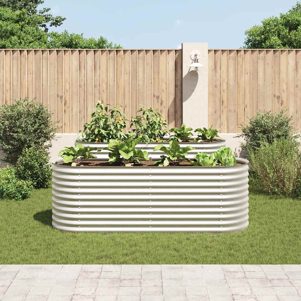 VidaXL Plantenbak verhoogd 240x80x81 cm gegalvaniseerd staal zilver
