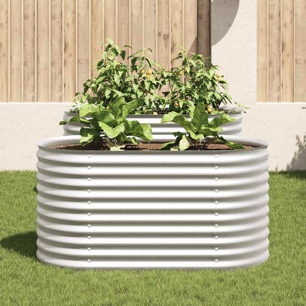VidaXL Plantenbak verhoogd 160x80x81 cm gegalvaniseerd staal zilver