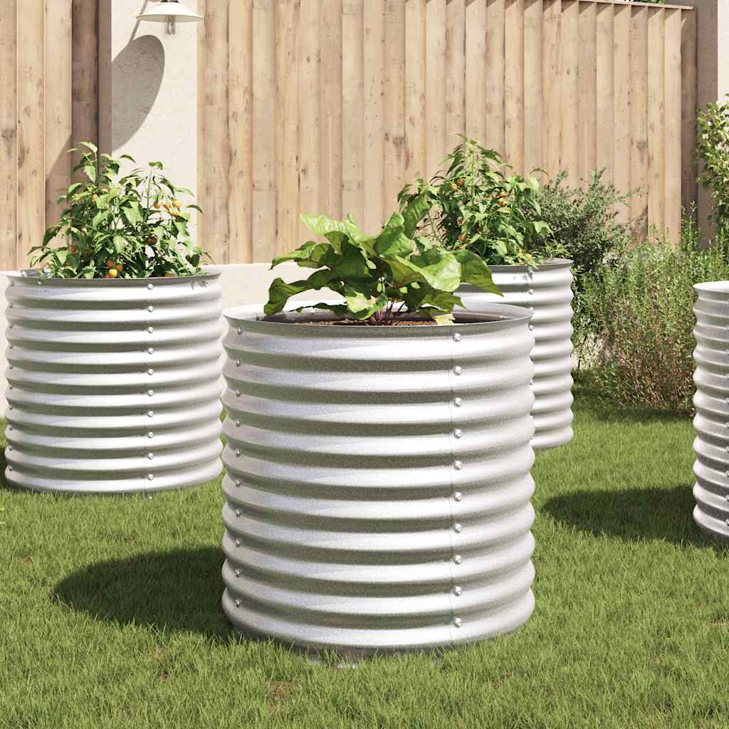 VidaXL Plantenbak verhoogd 80x80x81 cm gegalvaniseerd staal zilver