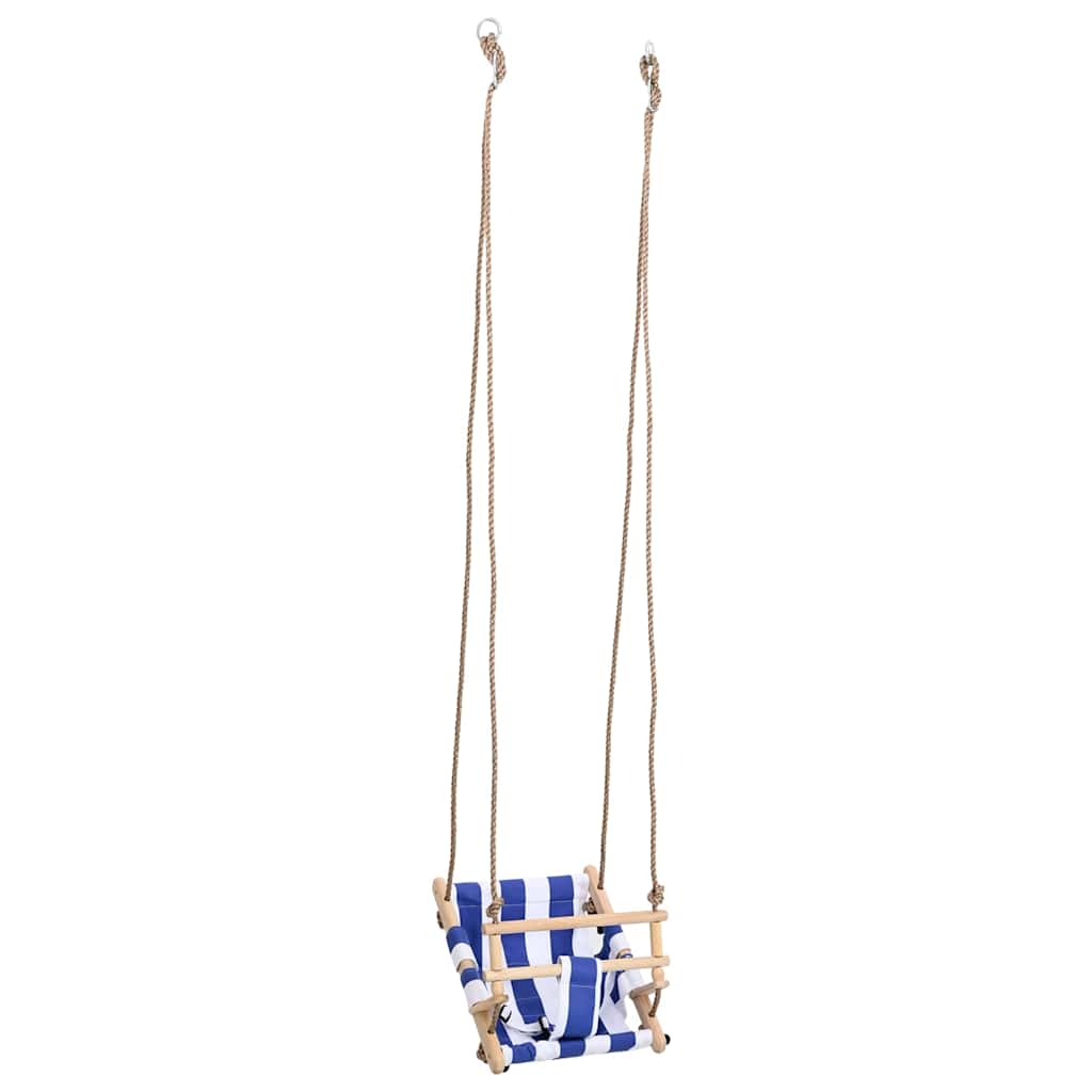 VidaXL Babyschommel met veiligheidsgordel katoen hout blauw