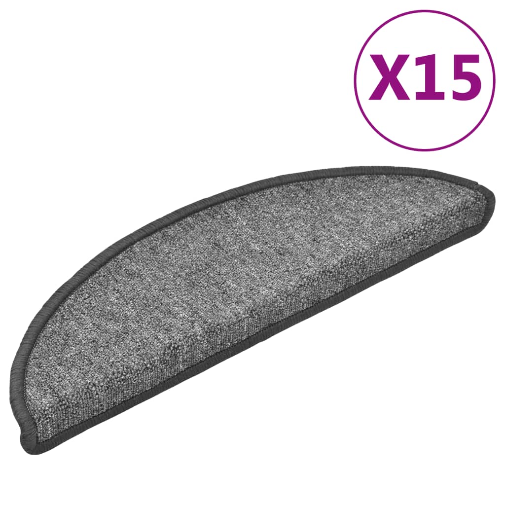 VidaXL Trapmatten 15 st 56x17x3 cm donkergrijs halfrond