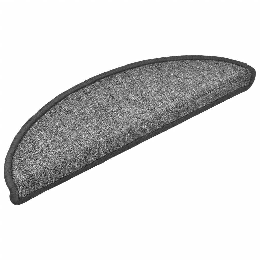 VidaXL Trapmatten 15 st 56x17x3 cm donkergrijs halfrond