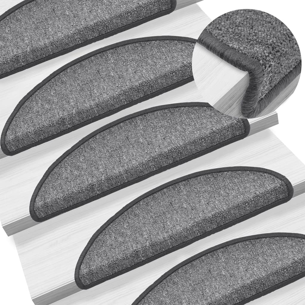 VidaXL Trapmatten 15 st 56x17x3 cm donkergrijs halfrond