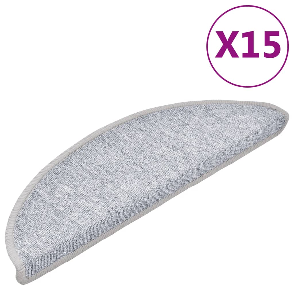 VidaXL 15 st trapmatten 56x17x3 cm lichtgrijs