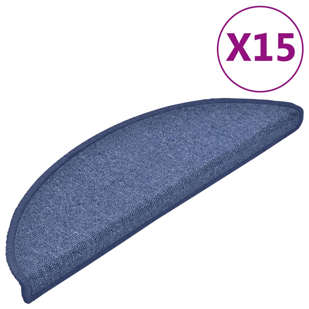 VidaXL Trapmatten 15 st 56x17x3 cm blauw halfrond