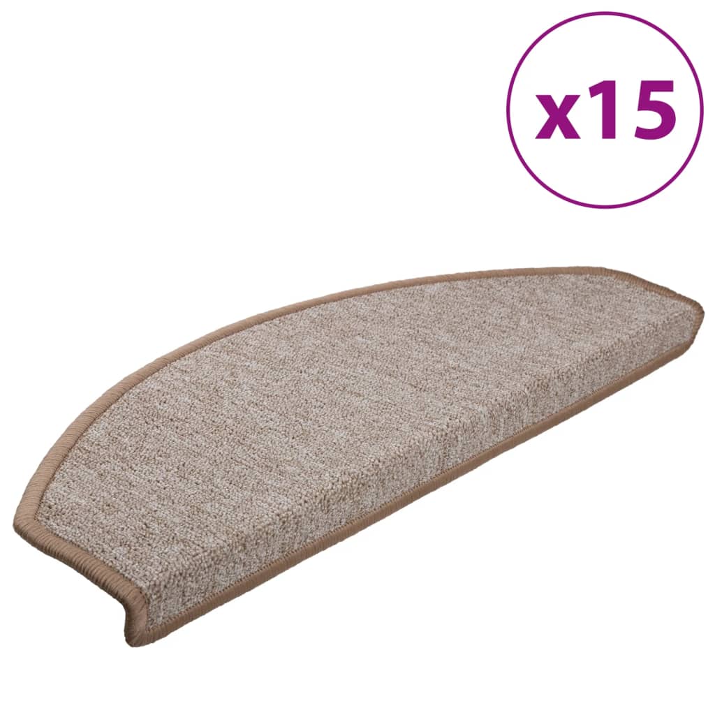 VidaXL Trapmatten 15 st 65x24x4 cm lichtbruin halfrond groot