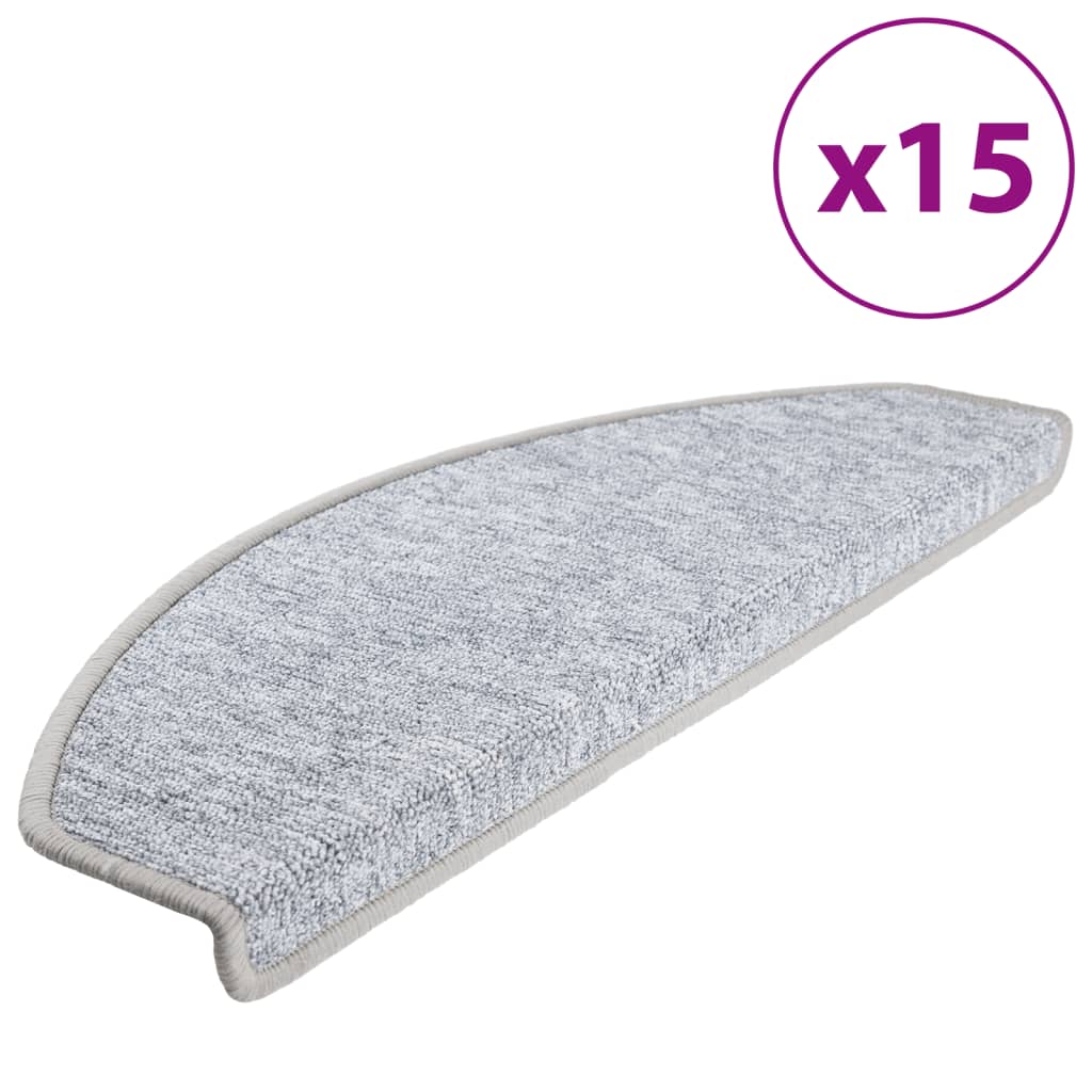 VidaXL 15 st trapmatten 65x24x4 cm lichtgrijs