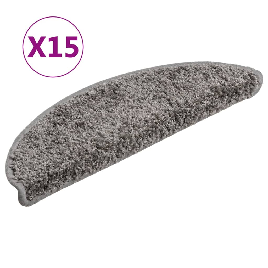VidaXL Trapmatten 15 st 56x17x3 cm grijs halfrond