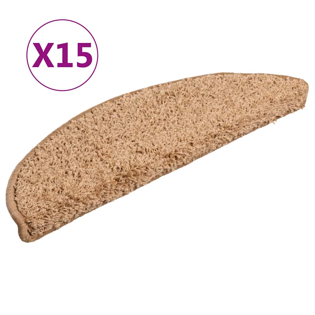 VidaXL Trapmatten 15 st 56x17x3 cm beige halfrond