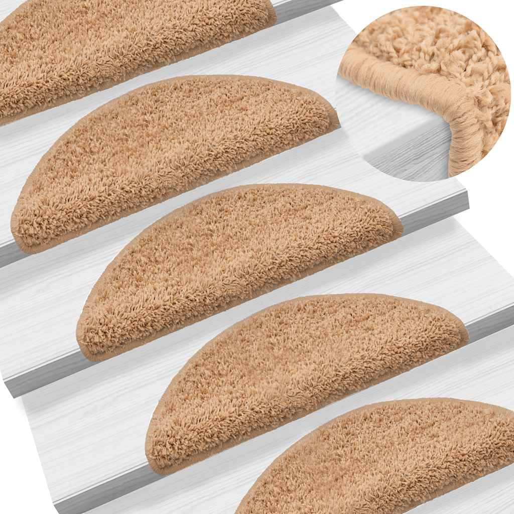 VidaXL Trapmatten 15 st 56x17x3 cm beige halfrond