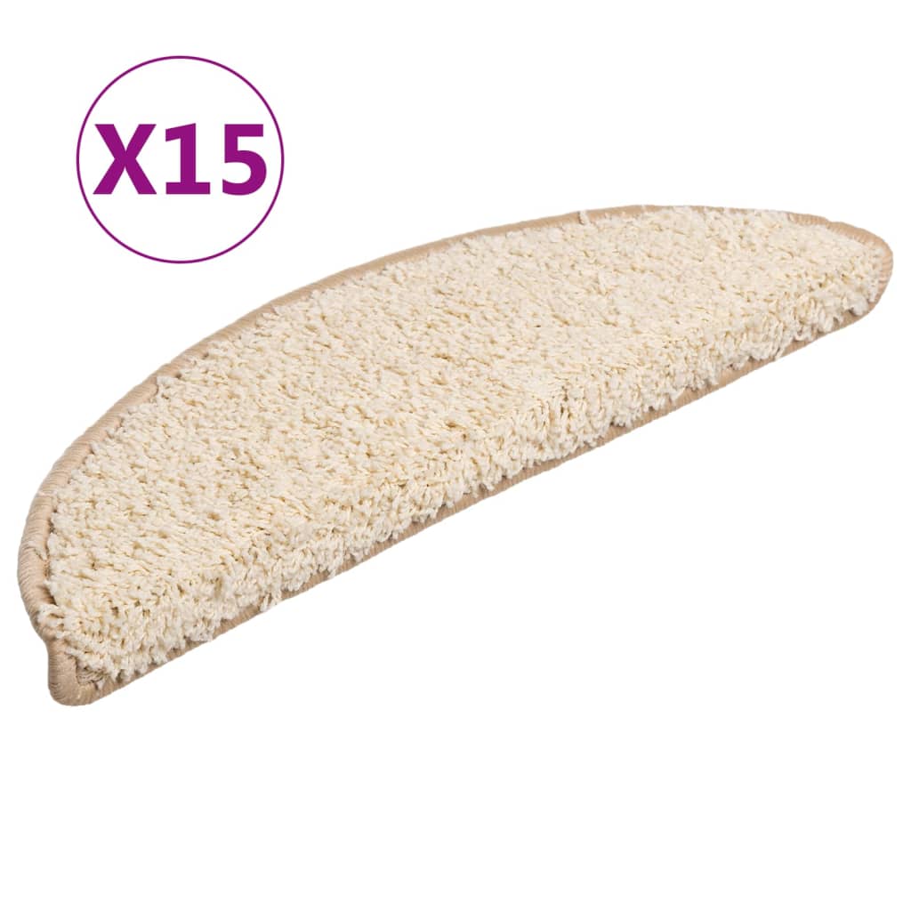 VidaXL Trapmatten 15 st 56x17x3 cm crème halfrond