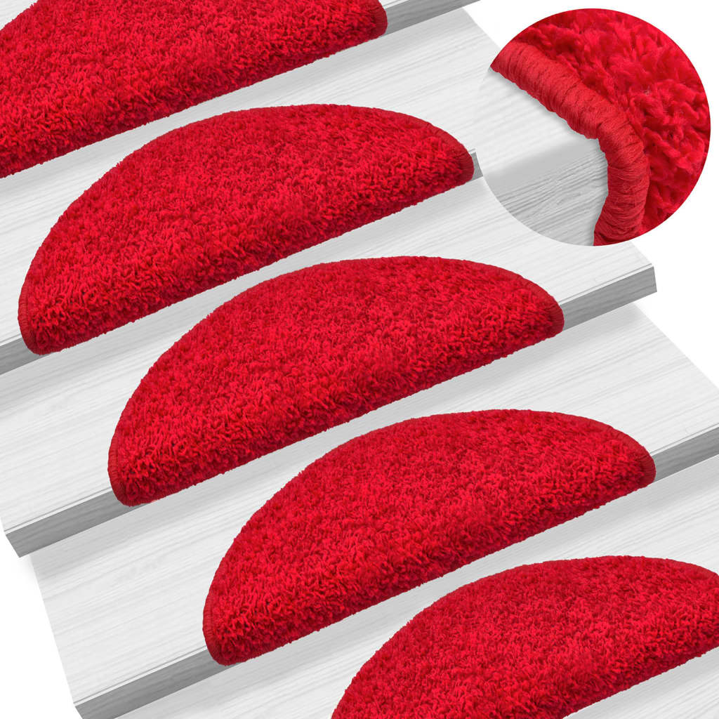 VidaXL Trapmatten 15 st 56x17x3 cm rood halfrond