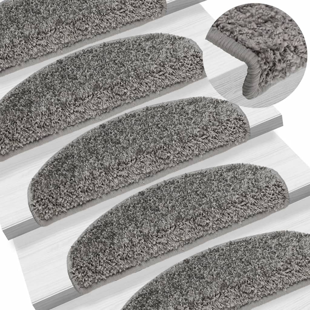VidaXL Trapmatten 15 st 65x21x4 cm grijs halfrond groot