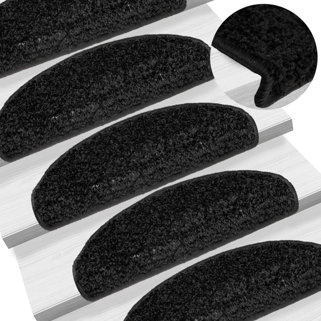 VidaXL Trapmatten 15 st 65x21x4 cm zwart halfrond groot