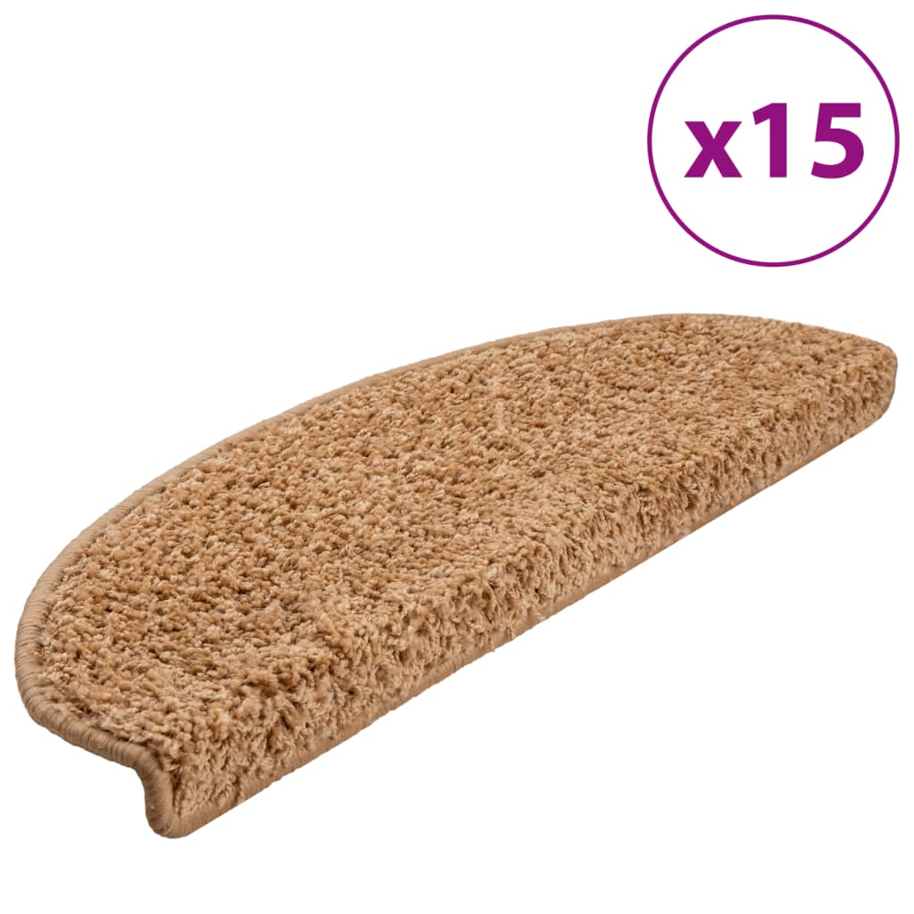 VidaXL Trapmatten 15 st 65x21x4 cm beige halfrond groot