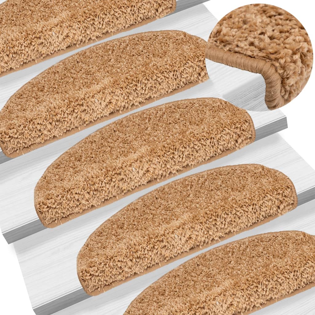 VidaXL Trapmatten 15 st 65x21x4 cm beige halfrond groot