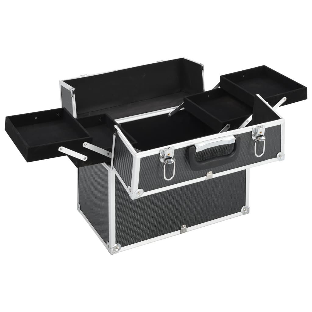 VidaXL Make-up koffer 38x23x34 cm aluminium zwart