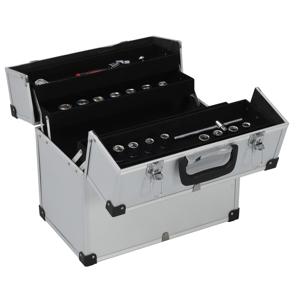 VidaXL Gereedschapskoffer 38x22,5x34 cm aluminium zilverkleurig