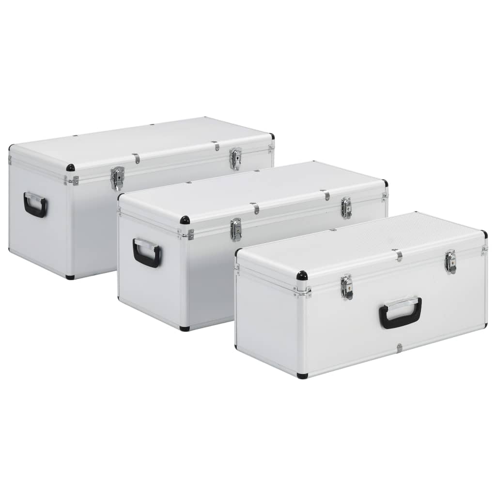 VidaXL Opbergkoffers 3 st aluminium zilverkleurig