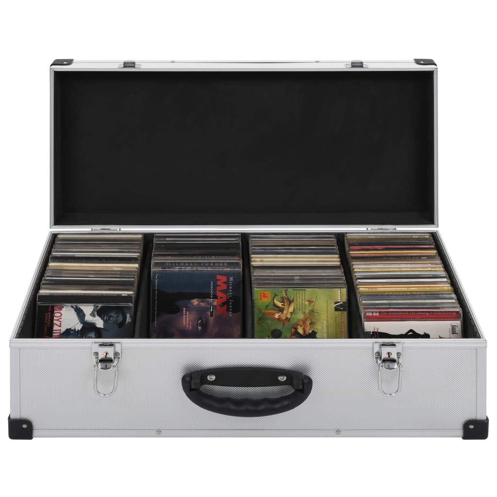 VidaXL Cd-koffer voor 80 cd's aluminium abs zilverkleurig
