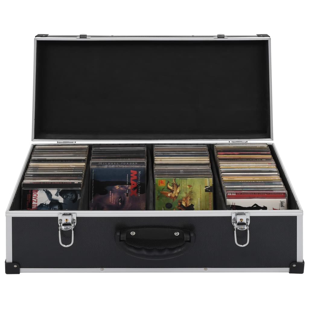 VidaXL Cd-koffer voor 80 cd's aluminium abs zwart