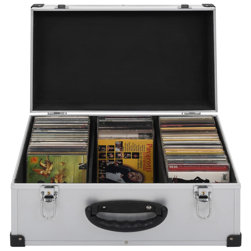 VidaXL Cd-koffer voor 60 cd's aluminium abs zilverkleurig