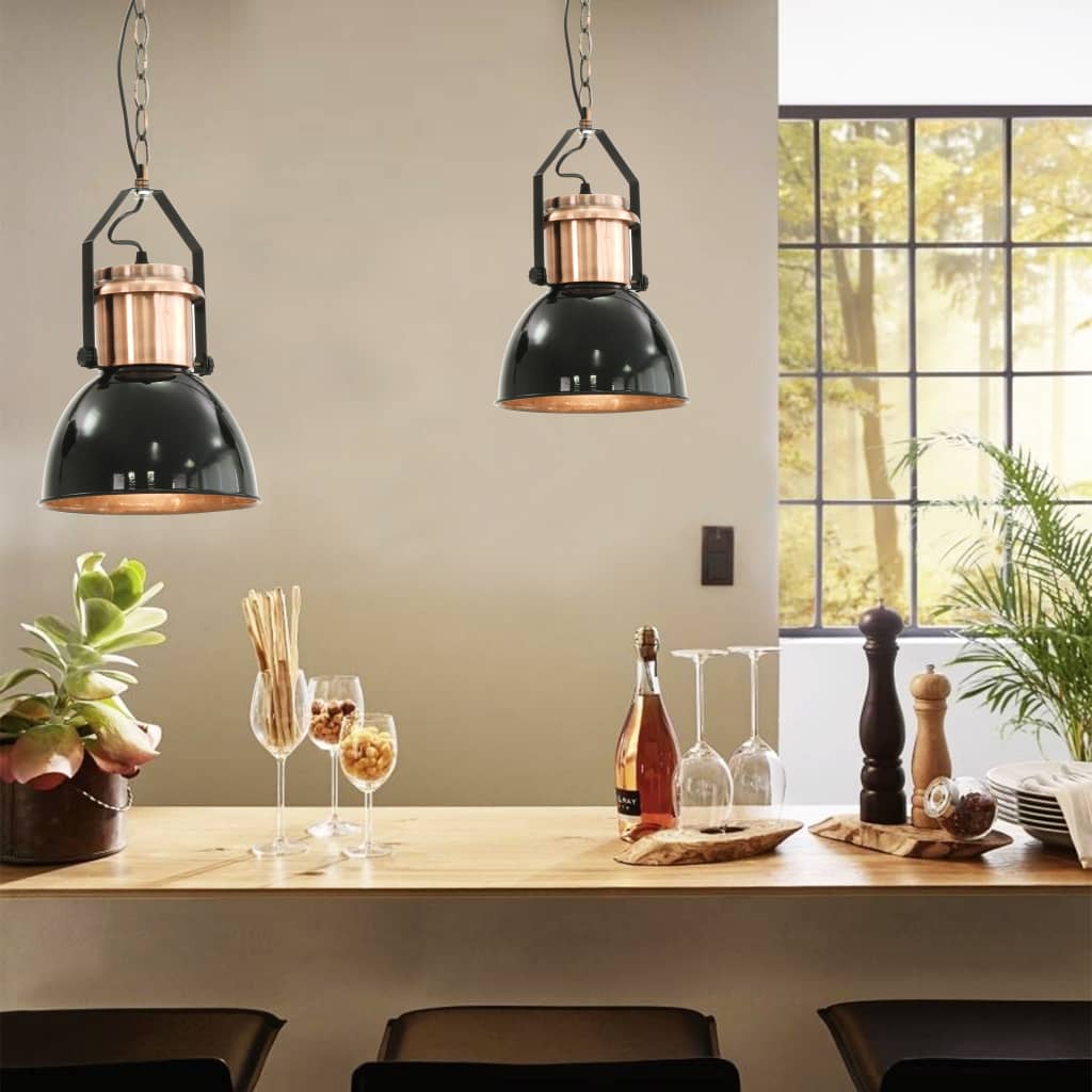 VidaXL Plafondlampen 2 st rond e27 zwart