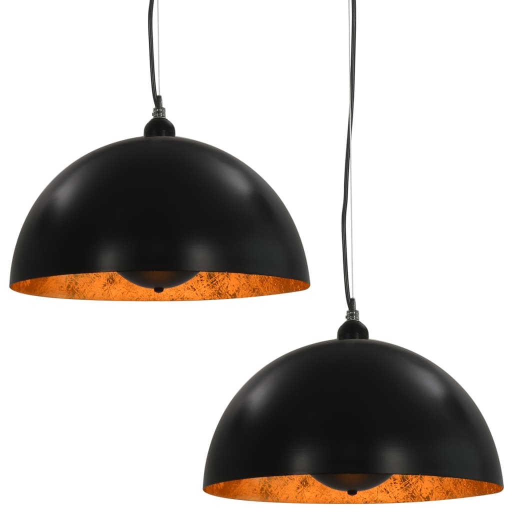 VidaXL Plafondlampen 2 st halfrond e27 40 cm zwart en goudkleurig
