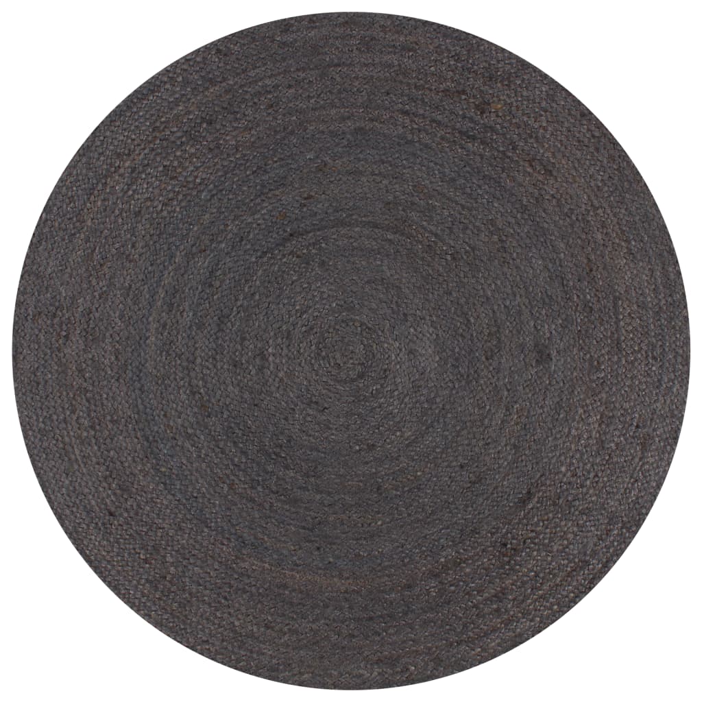 VidaXL Vloerkleed handgemaakt rond 90 cm jute donkergrijs