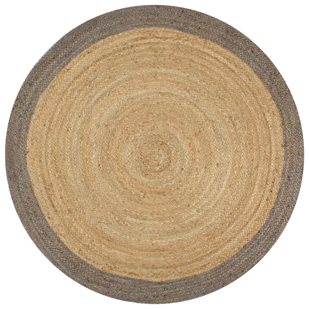 VidaXL Vloerkleed handgemaakt met grijze rand 90 cm jute