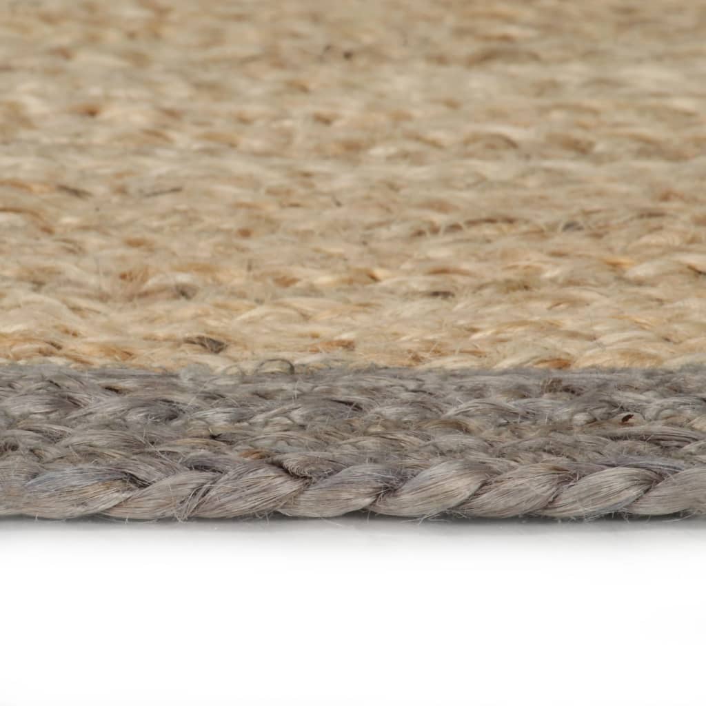 VidaXL Vloerkleed handgemaakt met grijze rand 90 cm jute