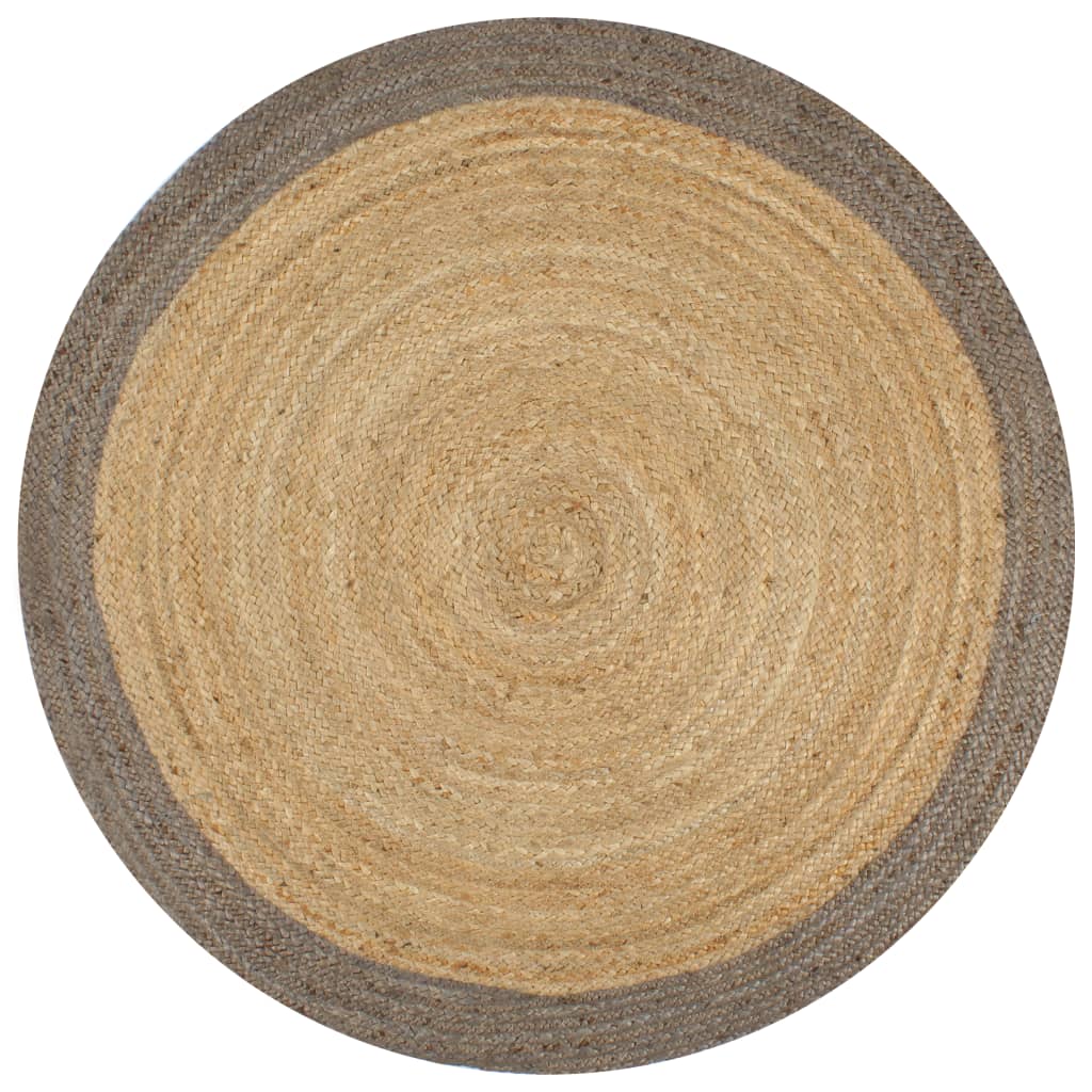 VidaXL Vloerkleed handgemaakt met grijze rand 120 cm jute