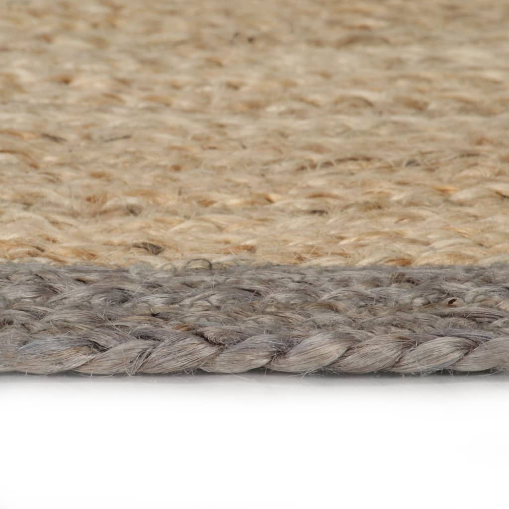 VidaXL Vloerkleed handgemaakt met grijze rand 120 cm jute
