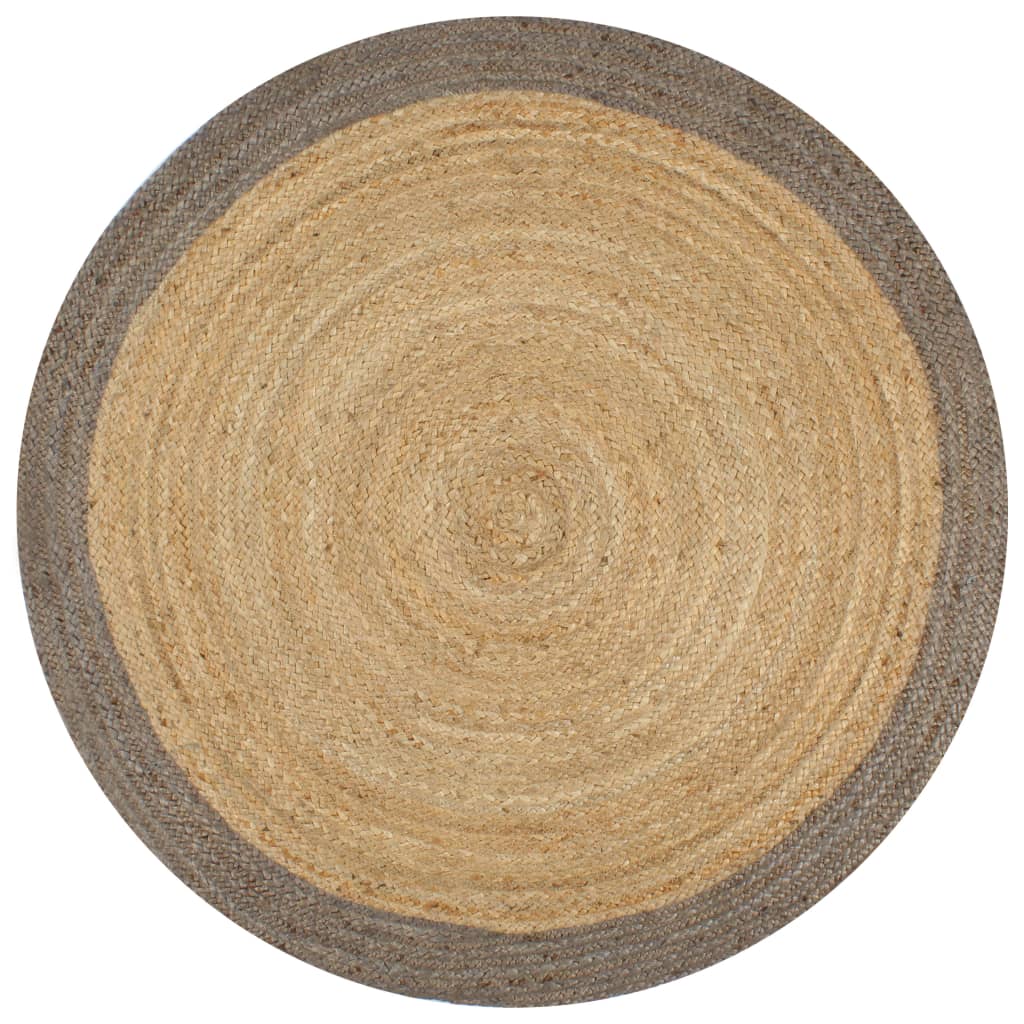 VidaXL Vloerkleed handgemaakt met grijze rand 150 cm jute
