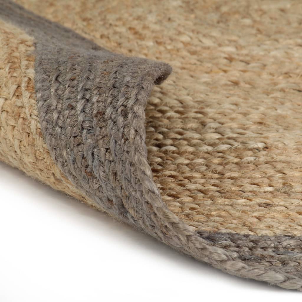 VidaXL Vloerkleed handgemaakt met grijze rand 150 cm jute