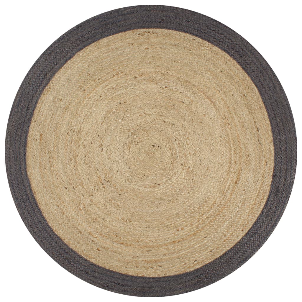 VidaXL Vloerkleed handgemaakt met donkergrijze rand 90 cm jute