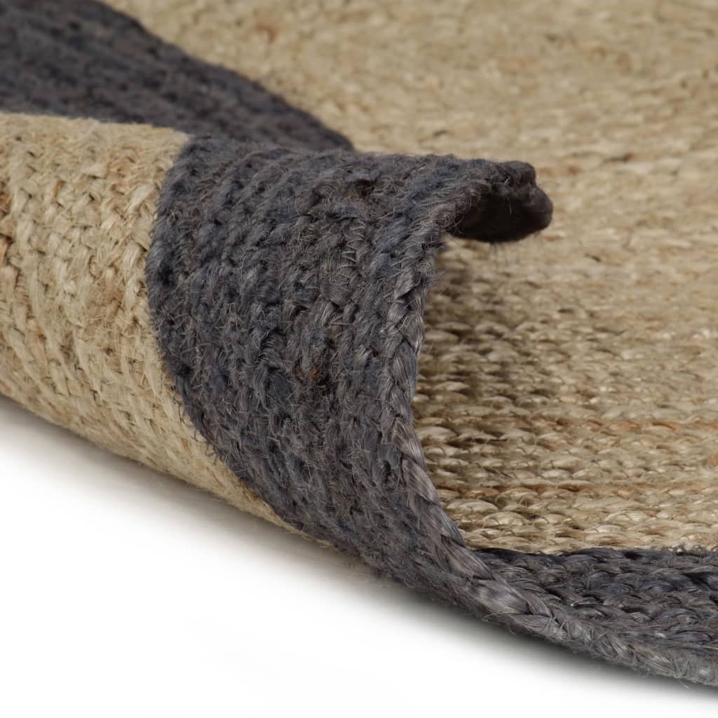 VidaXL Vloerkleed handgemaakt met donkergrijze rand 90 cm jute